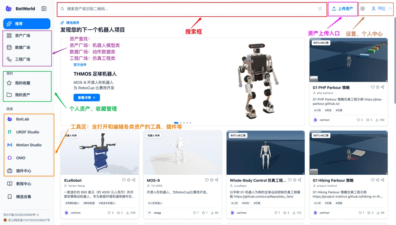 BotWorld 界面区域总览